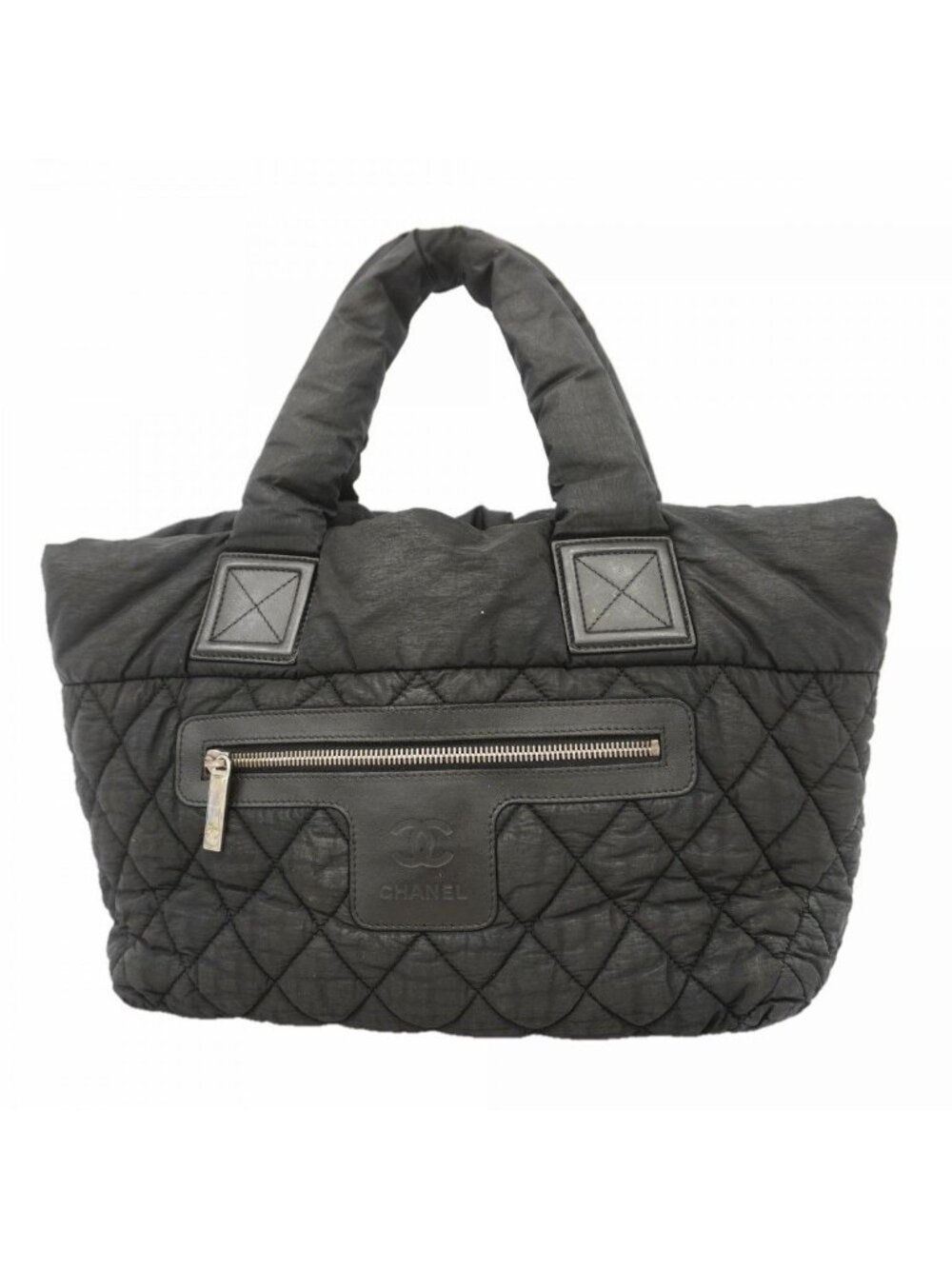 Chanel Tote Coco Cocoon Nylon Black Silver
